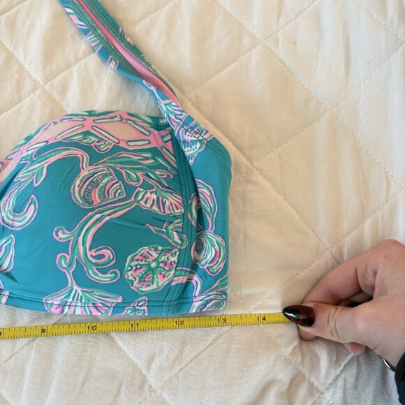 Lilly Pulitzer Womens Size 8 Roby Bikini Top WATER YA WAITING FOR Blue Pink Pool - Picture 4 of 8